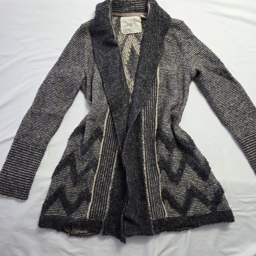 Anthropologie Angel of the North Wool Chevron Cardigan Sweater Small